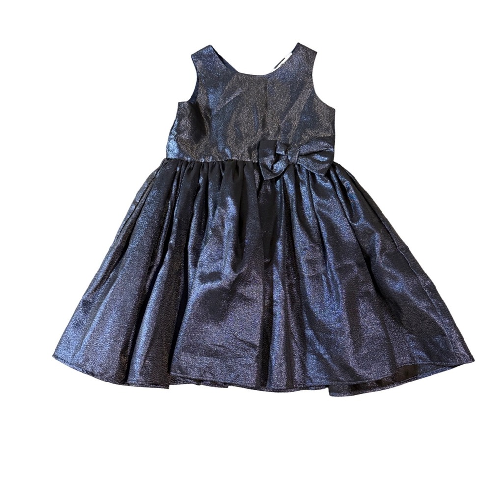 NWOT H&M Girl Navy Blue Formal Sleeveless Dress Size 8 Sparkle‎ Front Bow Knee